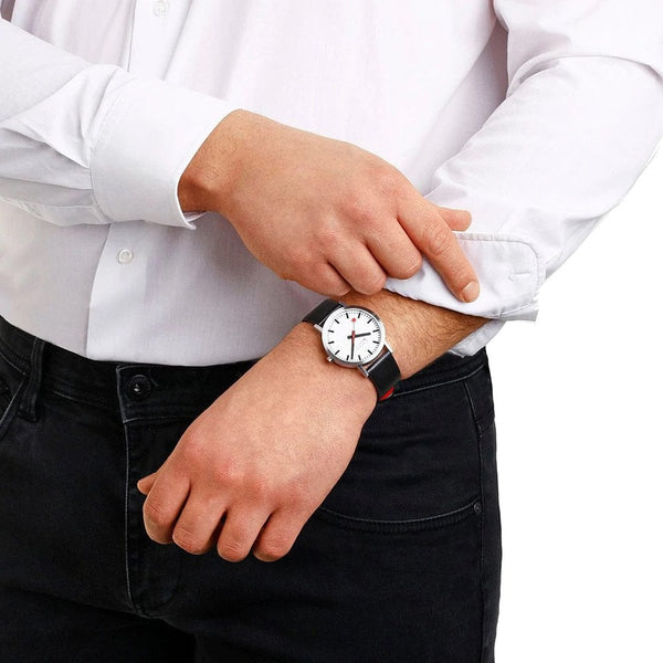 Mondaine Classic 40mm Vegan Watch | Black Strap