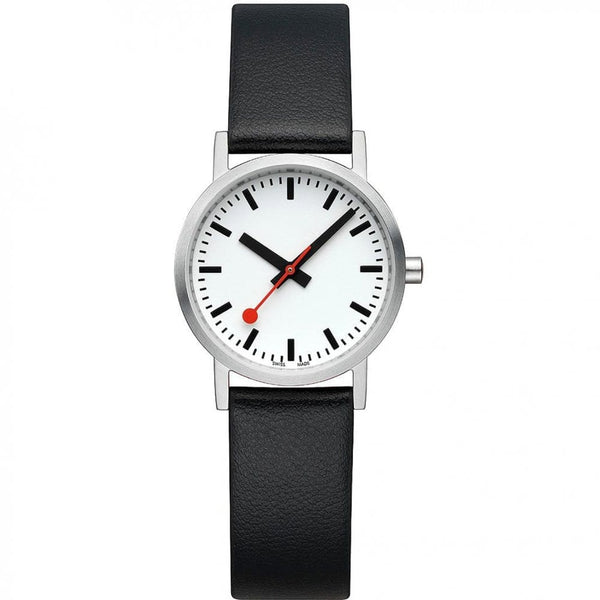 Mondaine Classic Pure 30mm Black Vegan Leather Watch