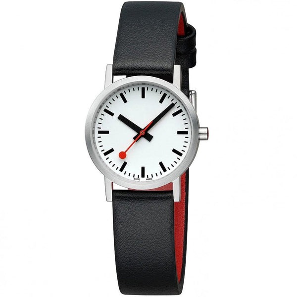 Mondaine Classic Pure 30mm Black Vegan Leather Watch