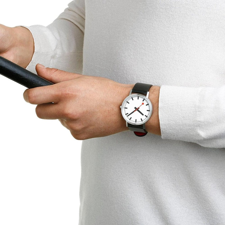 Mondaine Classic Pure 40mm Vegan Grape Leather Watch