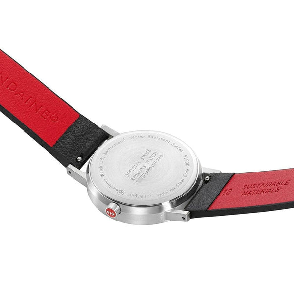 Mondaine Classic Pure 40mm Vegan Grape Leather Watch