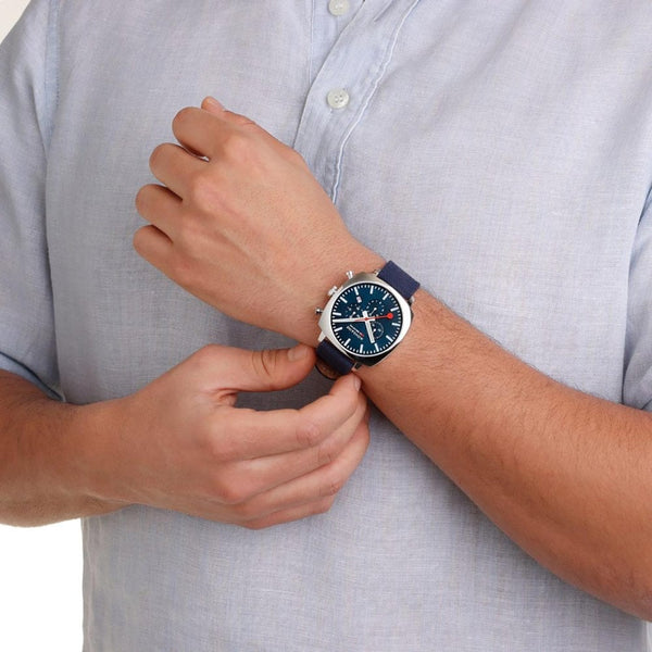 Mondaine Cushion 41mm Blue Dial Grand Square Watch