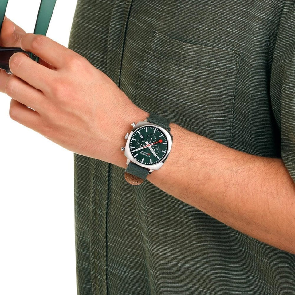 Mondaine Cushion 41mm Green Dial Grand Square Watch