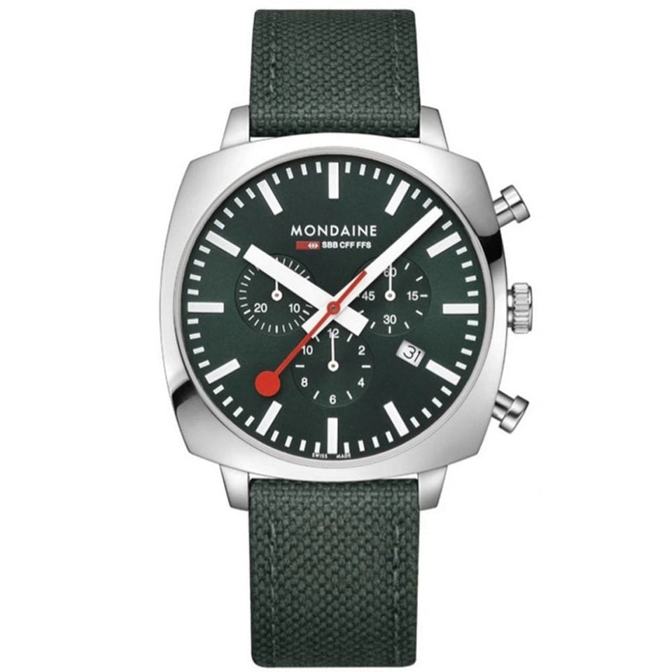 Mondaine Cushion 41mm Green Dial Grand Square Watch