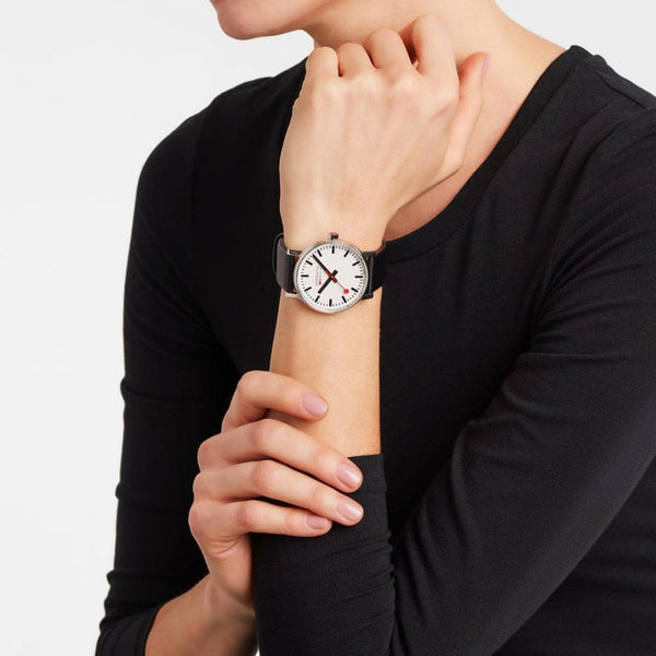 Mondaine EVO2 40mm Black Vegan Grape Leather Watch