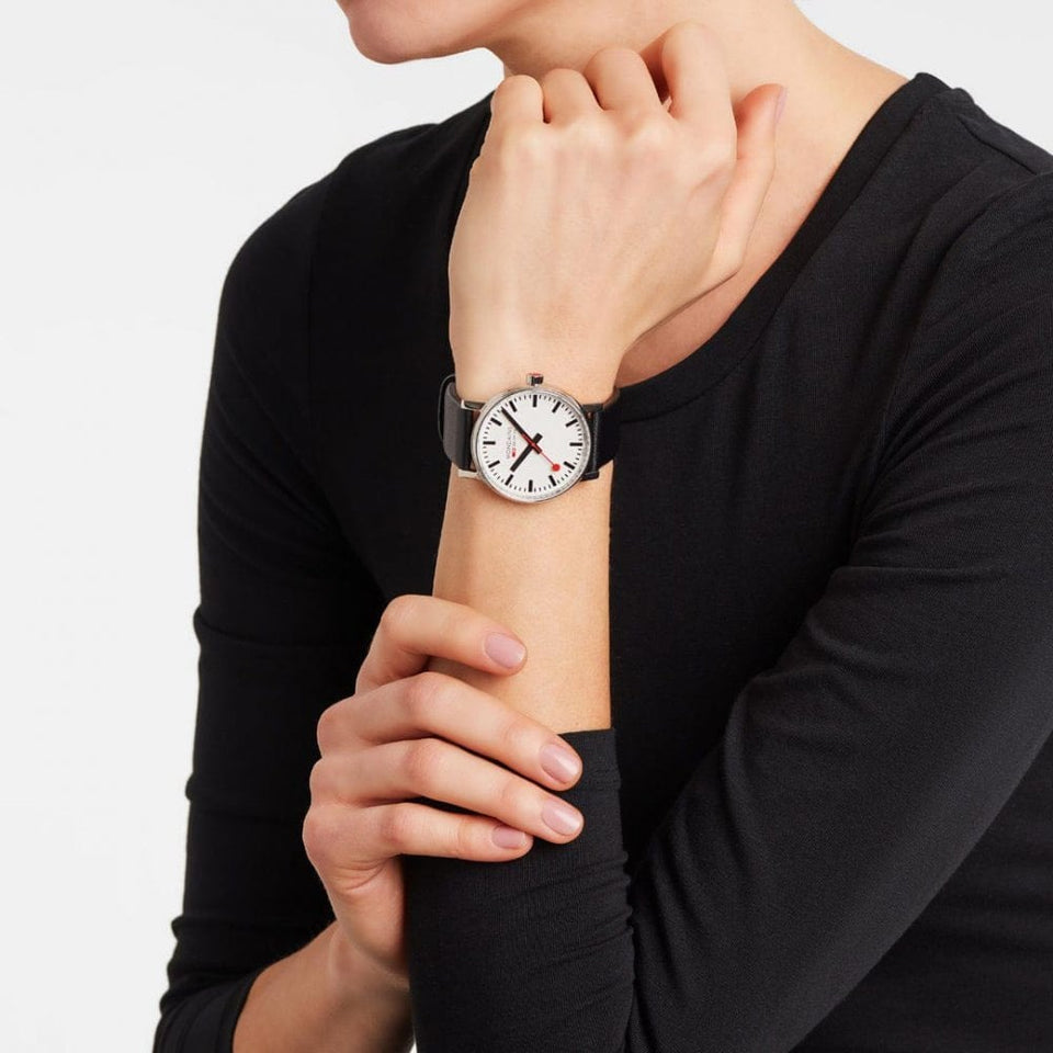 Mondaine EVO2 40mm Black Vegan Grape Leather Watch