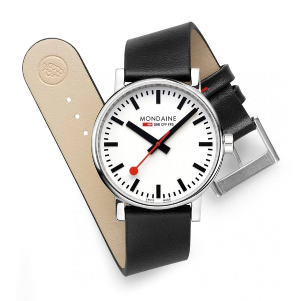 Mondaine EVO2 40mm Black Vegan Grape Leather Watch