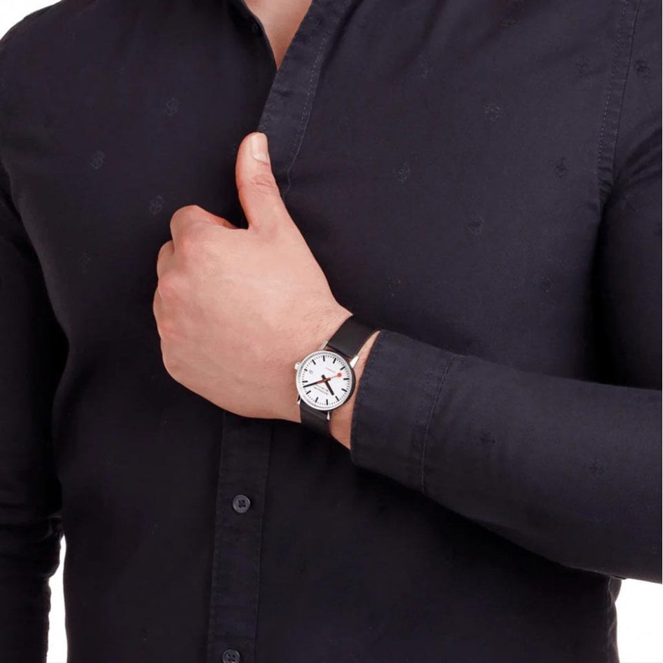 Mondaine EVO2 Black Vegan Leather 35mm Automatic Watch