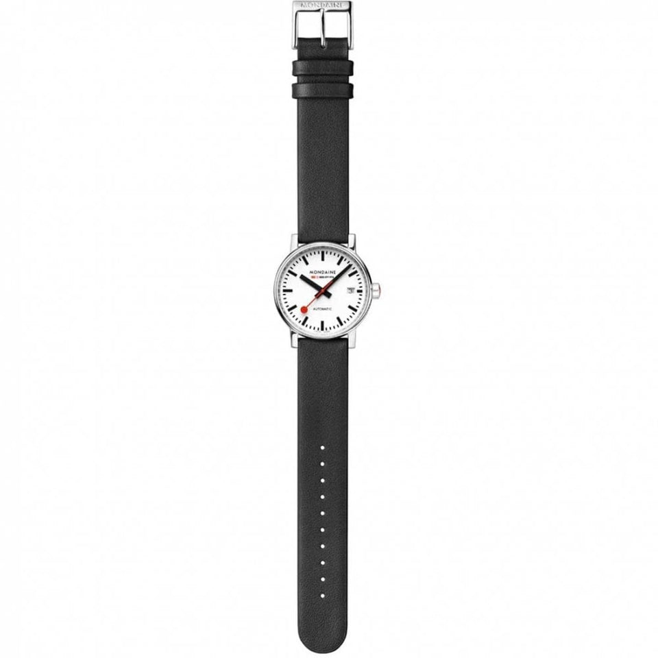 Mondaine EVO2 Black Vegan Leather 35mm Automatic Watch