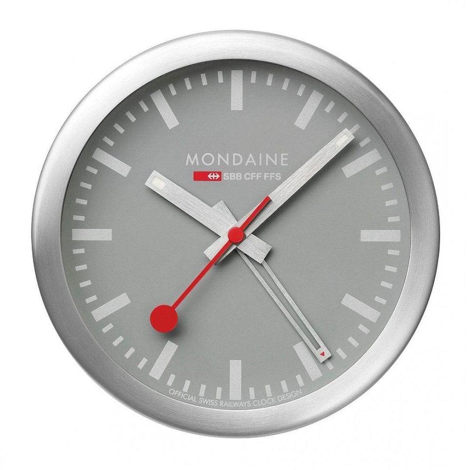 Mondaine Good Grey 12.5cm Mini Clock With Alarm