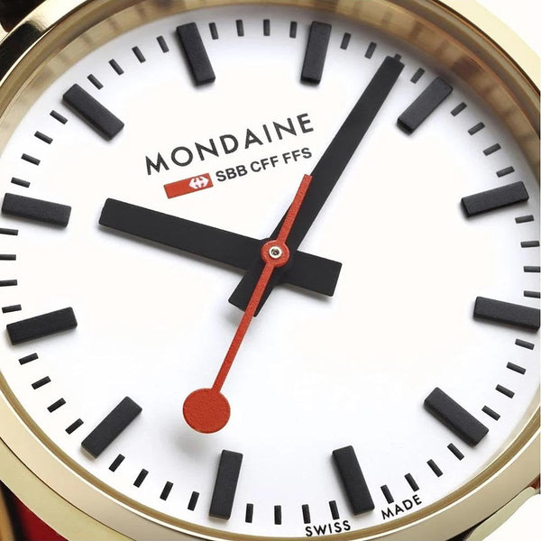 Mondaine Ladies Classic 30mm Black Vegan Grape Leather Watch