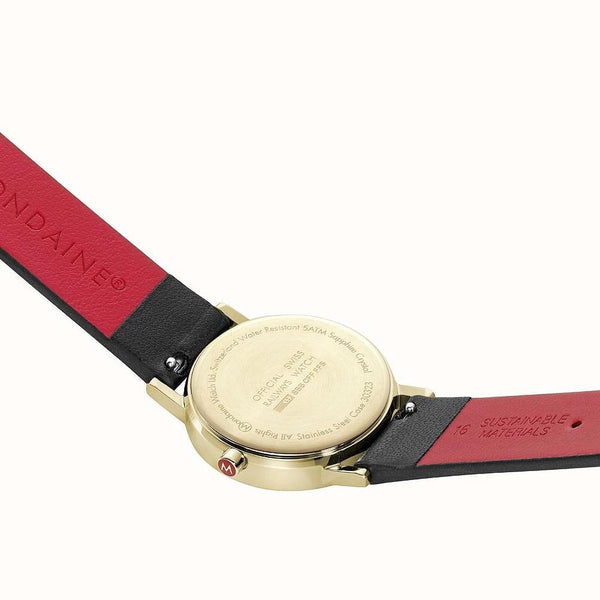 Mondaine Ladies Classic 30mm Black Vegan Grape Leather Watch