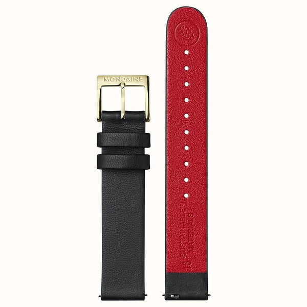 Mondaine Ladies Classic 30mm Black Vegan Grape Leather Watch