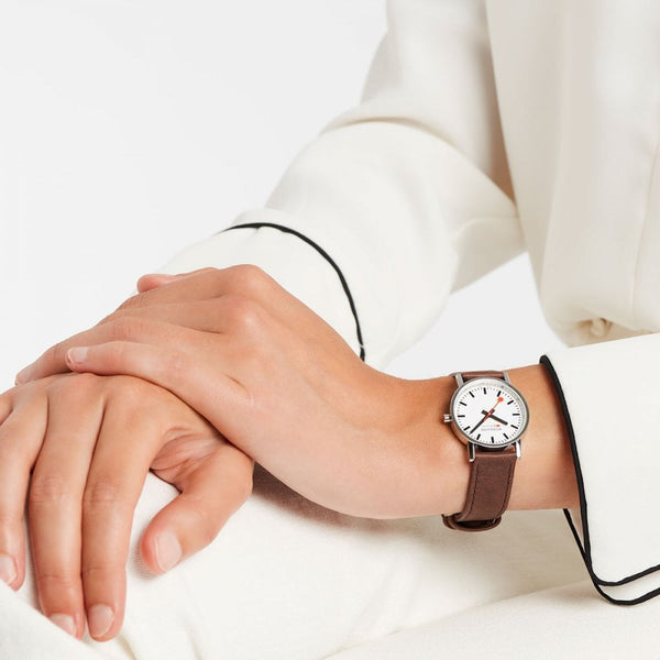 Mondaine Ladies Classic 30mm Brown Strap Watch
