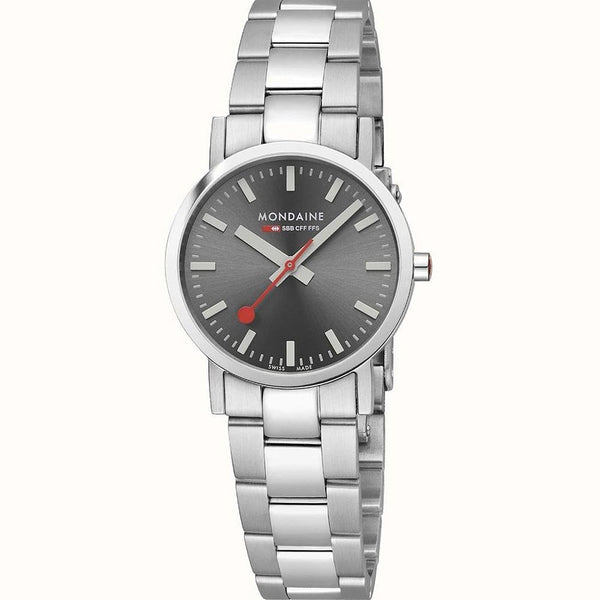 Mondaine Ladies Classic Black Dial 30mm Bracelet Watch
