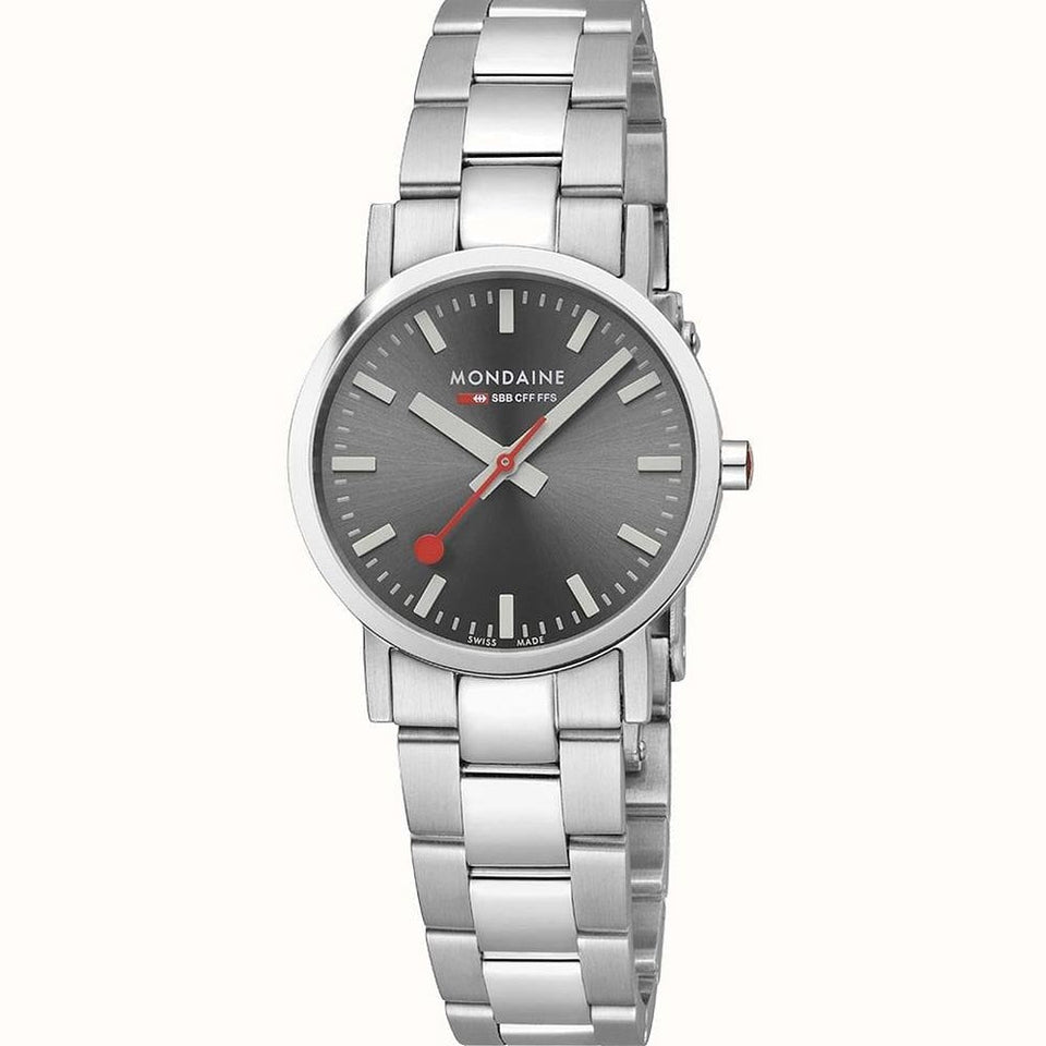 Mondaine Ladies Classic Black Dial 30mm Bracelet Watch