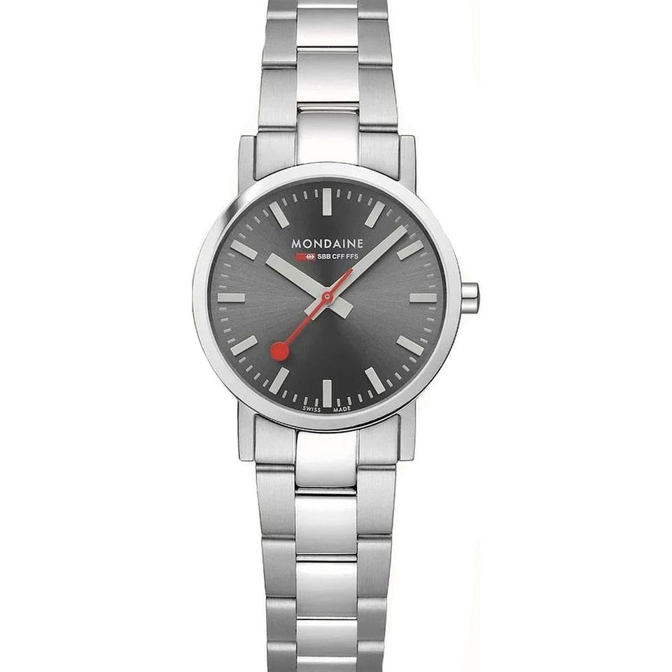 Mondaine Ladies Classic Black Dial 30mm Bracelet Watch