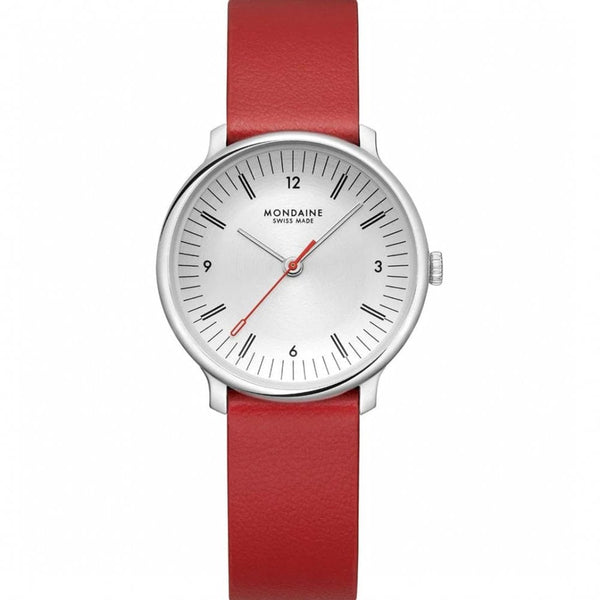 Mondaine Ladies Doppio 33mm Red Vegan Grape Leather Watch