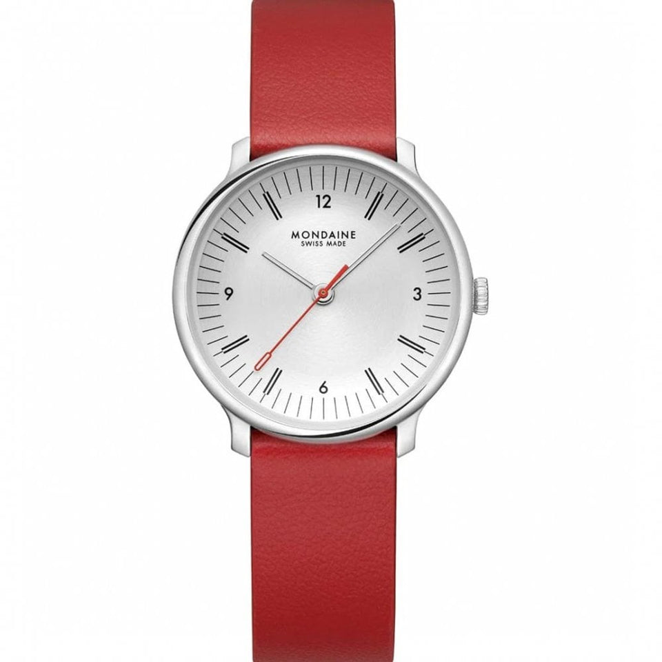 Mondaine Ladies Doppio 33mm Red Vegan Grape Leather Watch