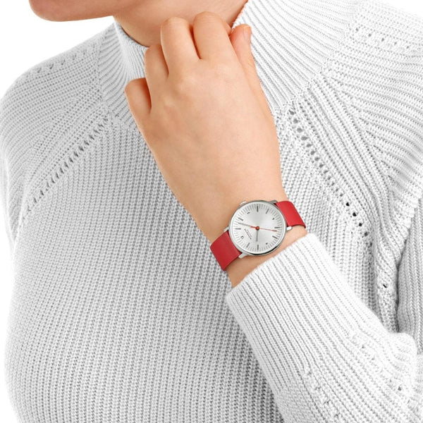 Mondaine Ladies Doppio 33mm Red Vegan Grape Leather Watch