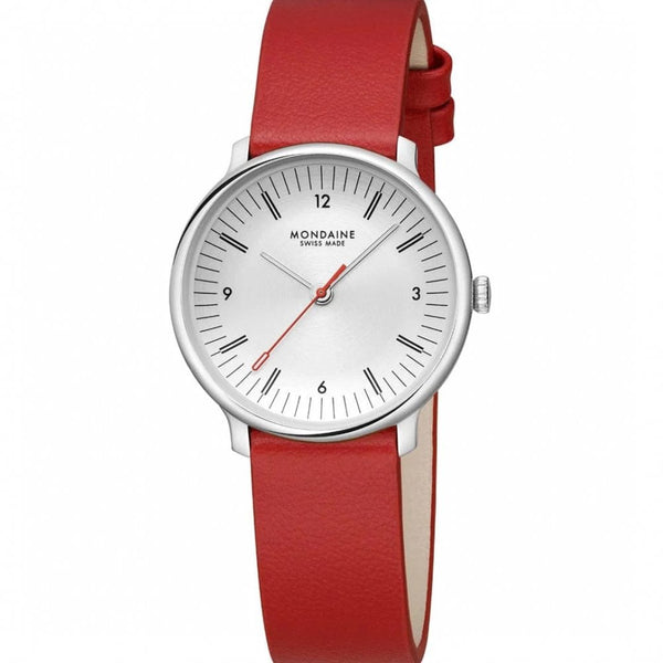 Mondaine Ladies Doppio 33mm Red Vegan Grape Leather Watch