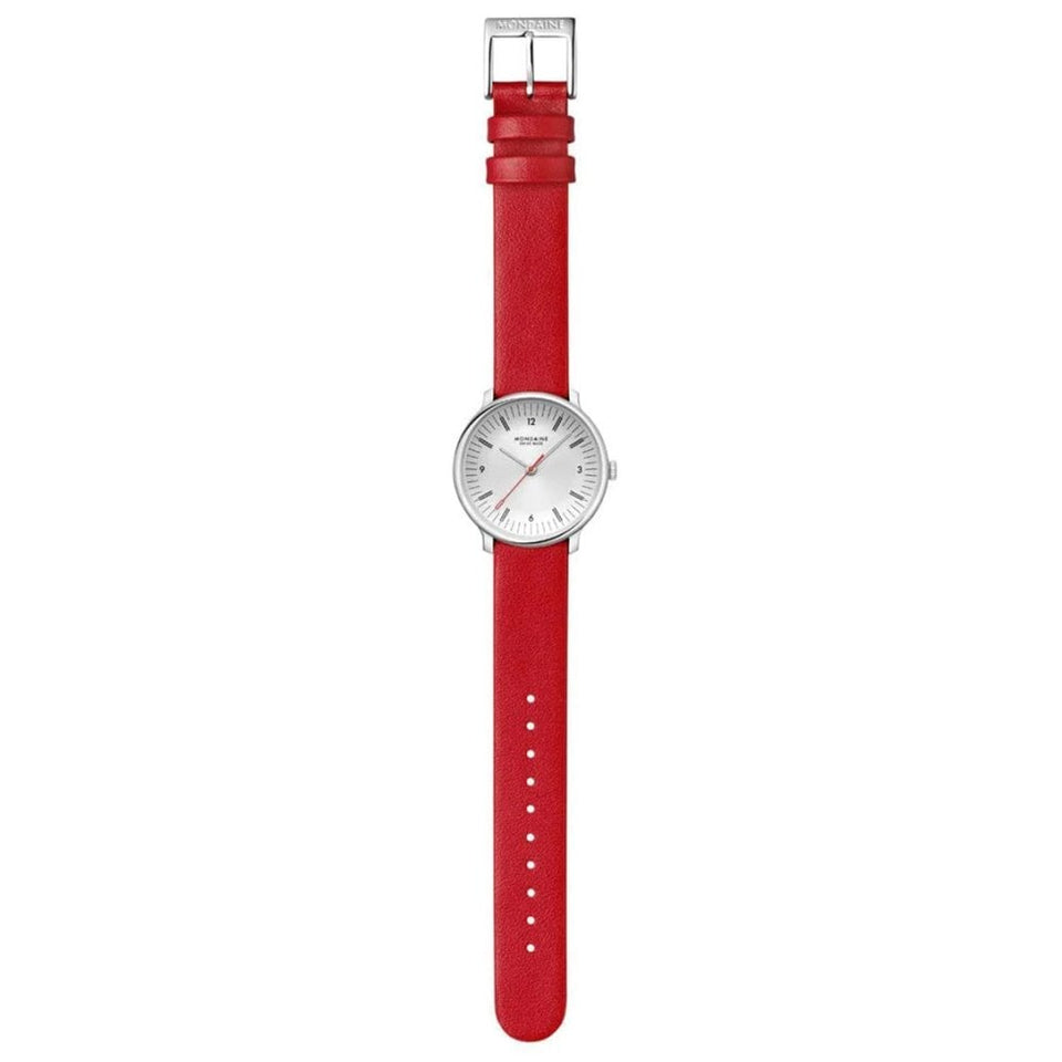Mondaine Ladies Doppio 33mm Red Vegan Grape Leather Watch