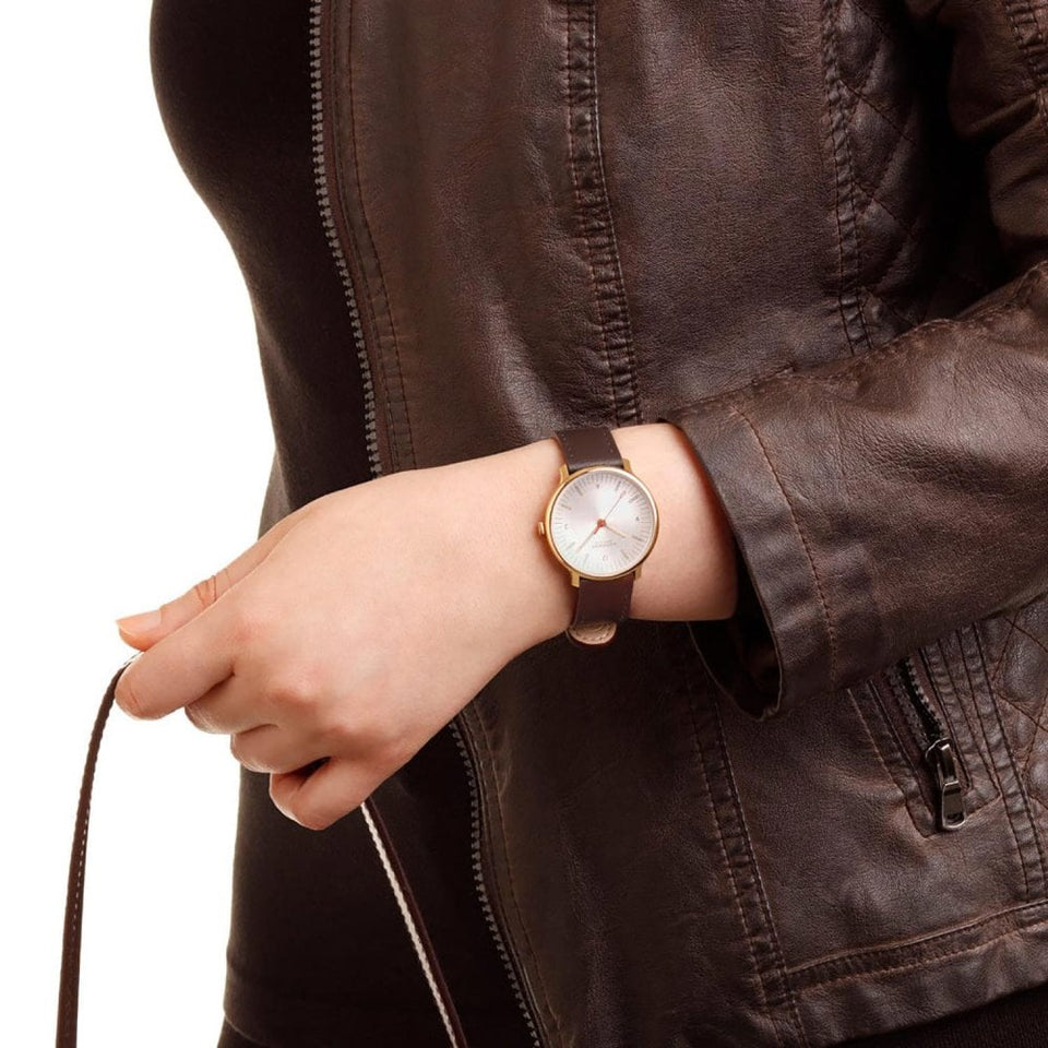 Mondaine Ladies Doppio IP Gold Polished Brown Vegan Leather Watch