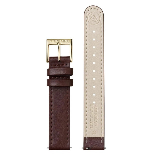 Mondaine Ladies Doppio IP Gold Polished Brown Vegan Leather Watch