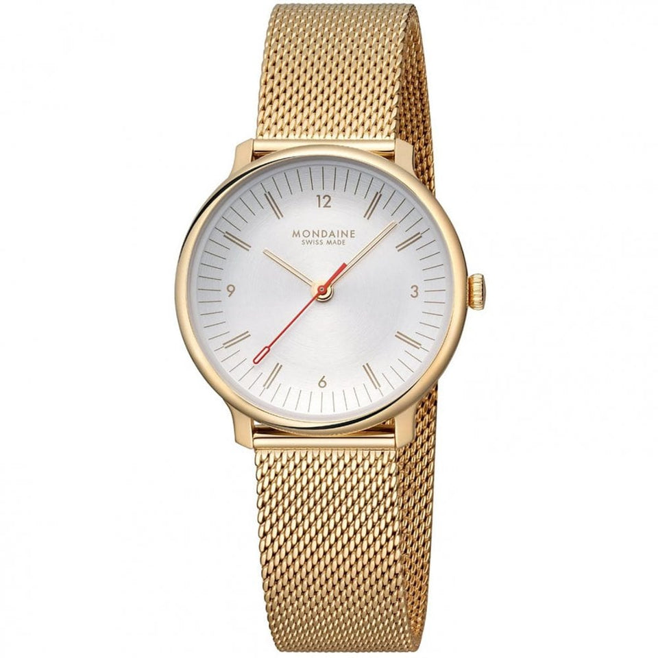 Mondaine Ladies Doppio IP Gold Polished Mesh Bracelet Watch