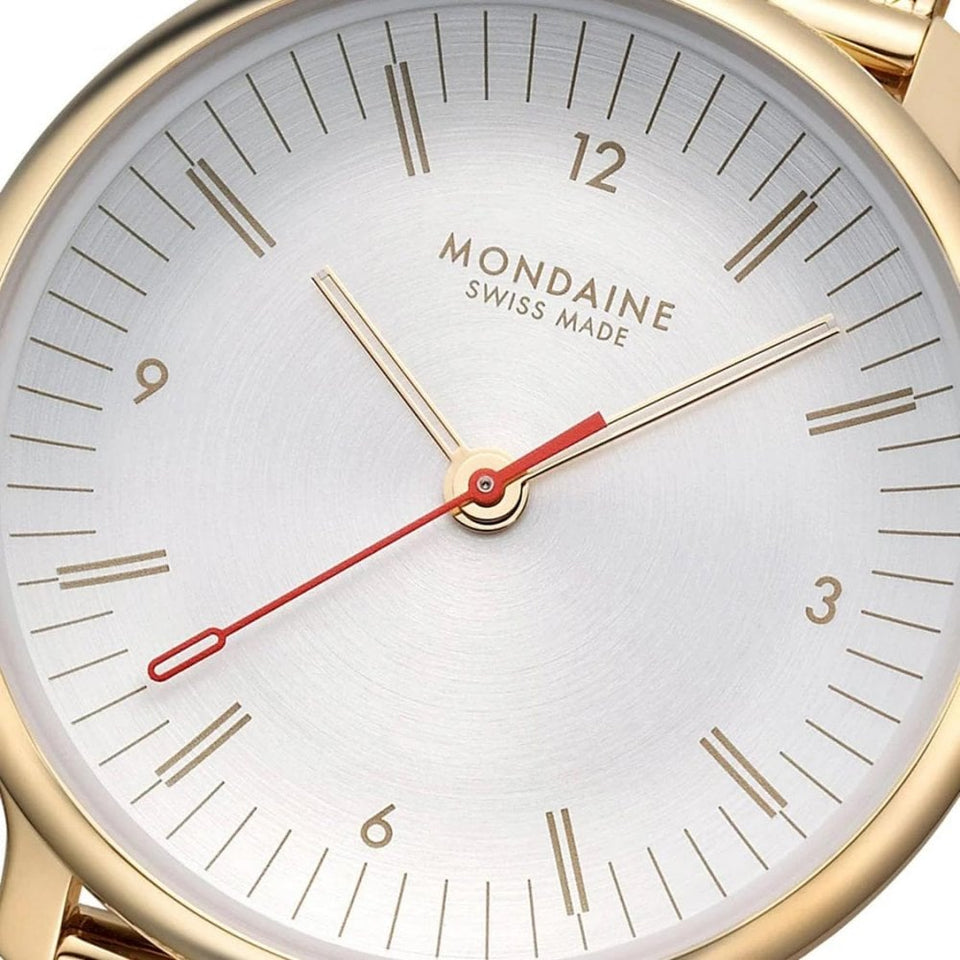 Mondaine Ladies Doppio IP Gold Polished Mesh Bracelet Watch