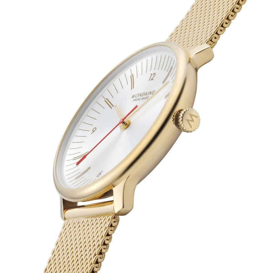 Mondaine Ladies Doppio IP Gold Polished Mesh Bracelet Watch