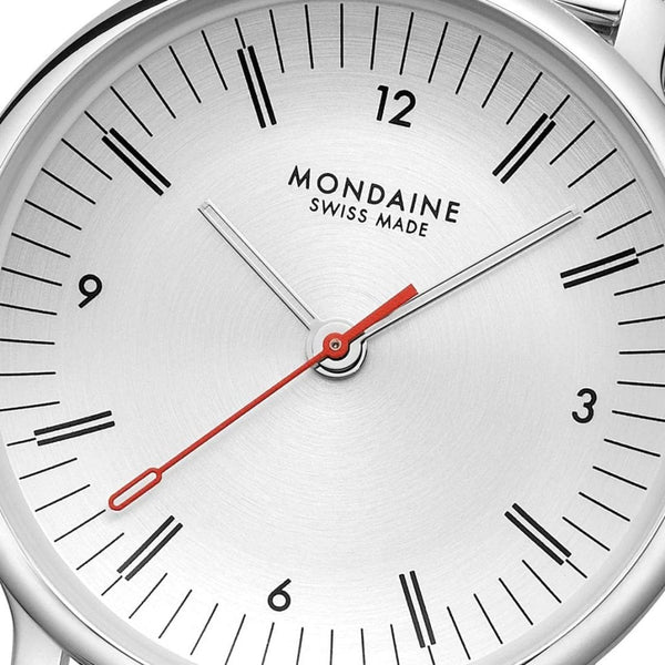 Mondaine Ladies Doppio White Dial Mesh Bracelet Watch