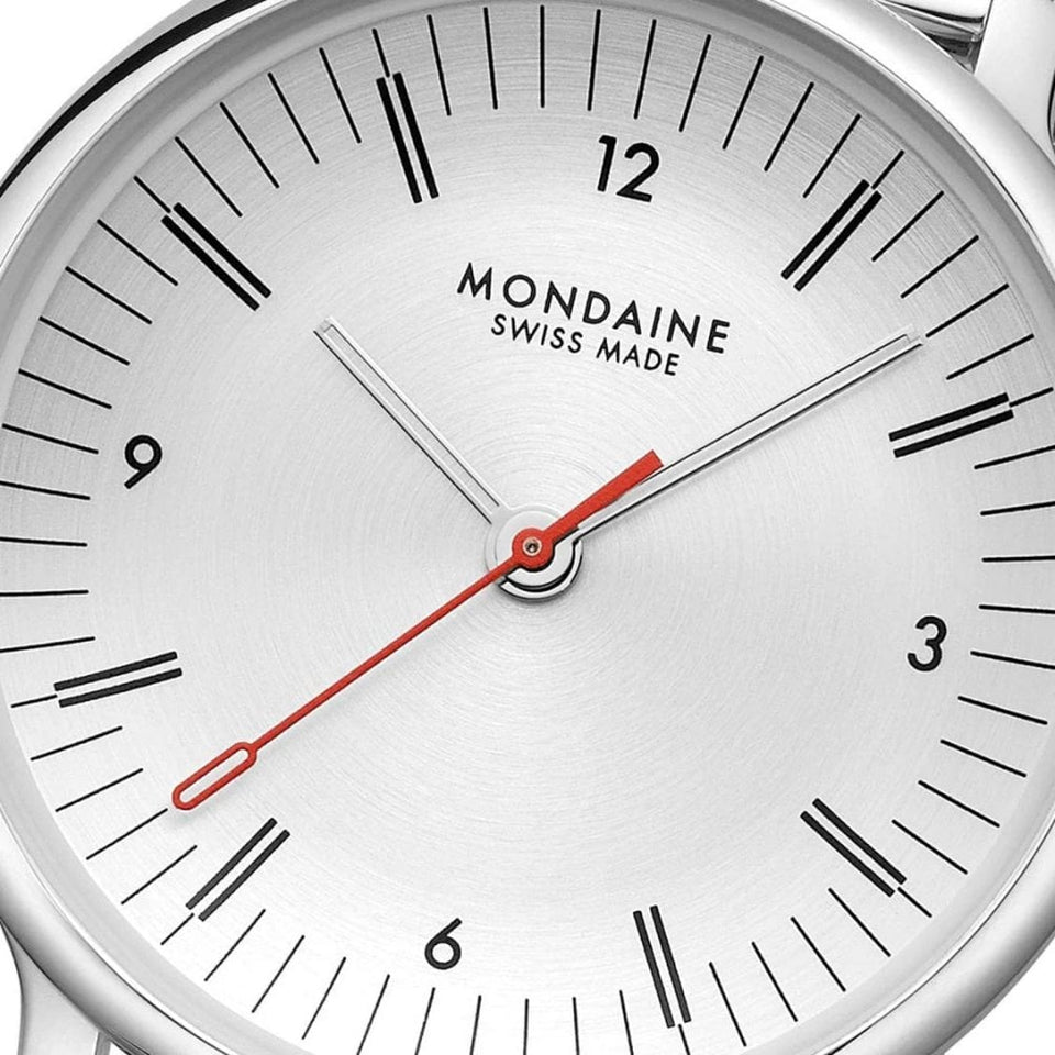 Mondaine Ladies Doppio White Dial Mesh Bracelet Watch
