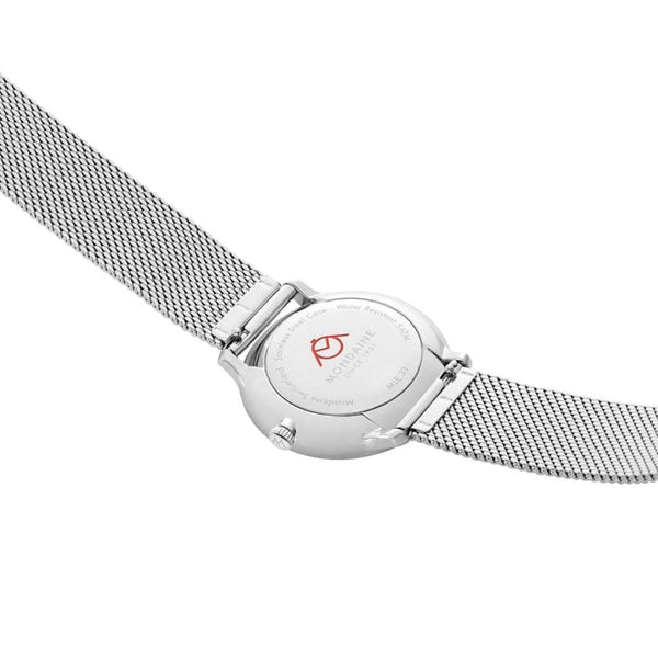 Mondaine Ladies Doppio White Dial Mesh Bracelet Watch