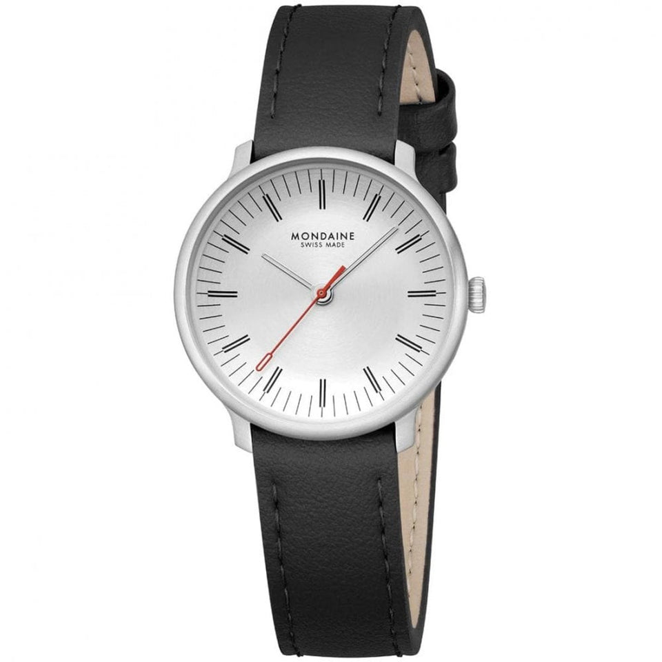 Mondaine Ladies Doppio White Dial Vegan Leather Strap Watch