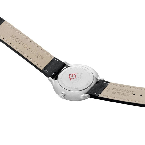 Mondaine Ladies Doppio White Dial Vegan Leather Strap Watch