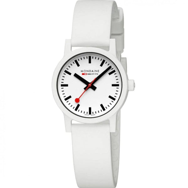 Mondaine Ladies Essence 32mm White Silicone Strap Watch