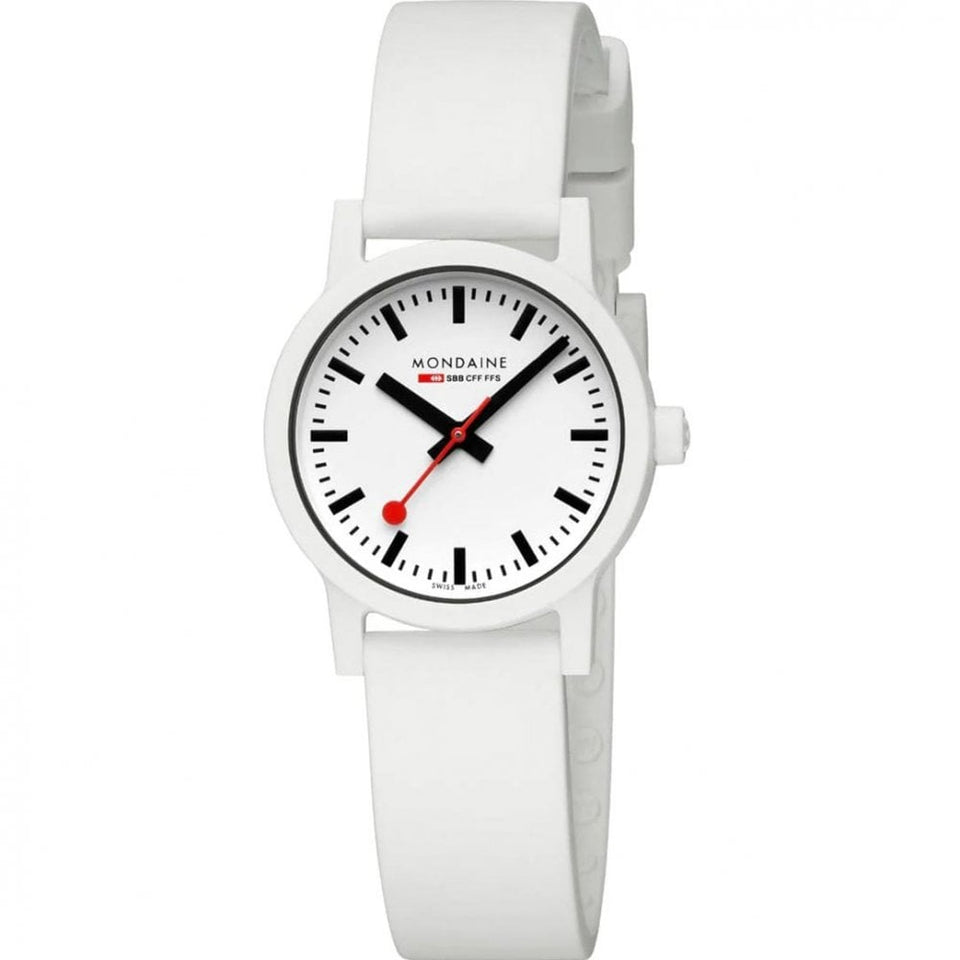 Mondaine Ladies Essence 32mm White Silicone Strap Watch