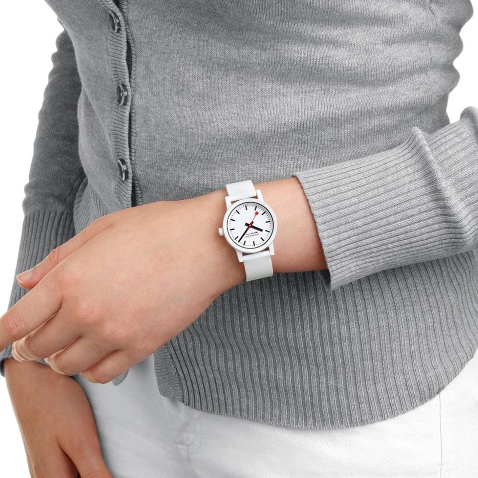 Mondaine Ladies Essence 32mm White Silicone Strap Watch