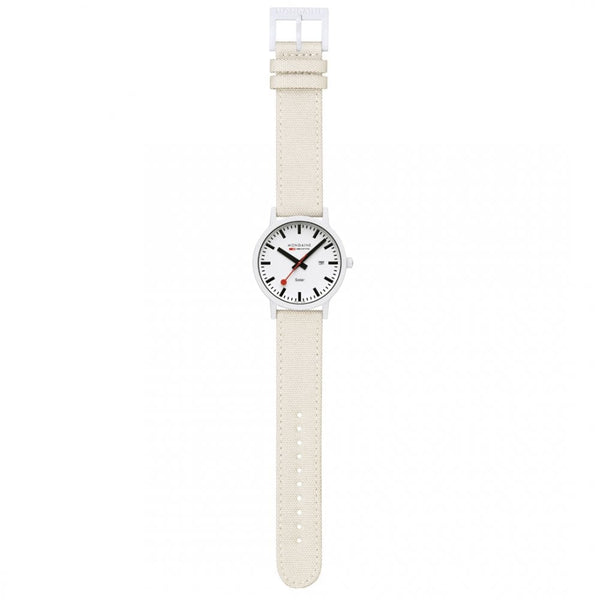 Mondaine Ladies Essence Solar 41mm White Textile Strap Watch