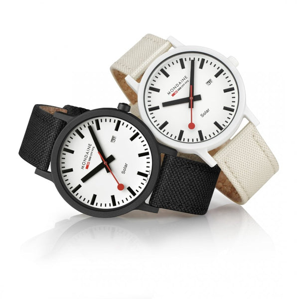 Mondaine Ladies Essence Solar 41mm White Textile Strap Watch