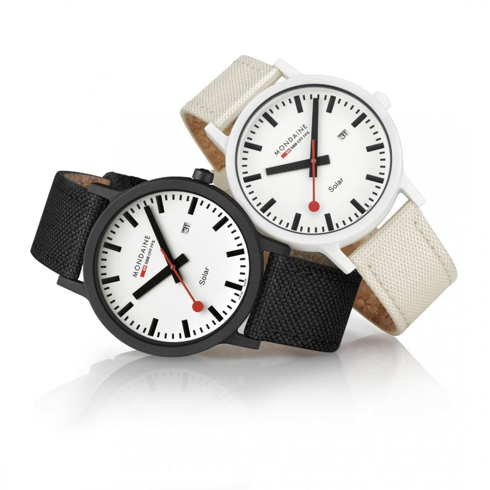 Mondaine Ladies Essence Solar 41mm White Textile Strap Watch