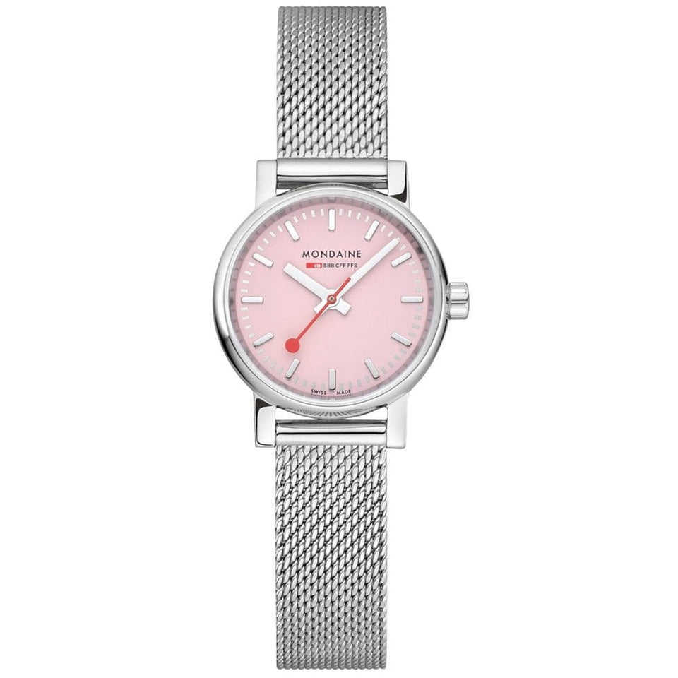 Mondaine Ladies EVO2 26mm Sunrise Pink Mesh Bracelet Watch