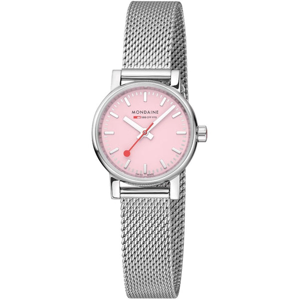 Mondaine Ladies EVO2 26mm Sunrise Pink Mesh Bracelet Watch