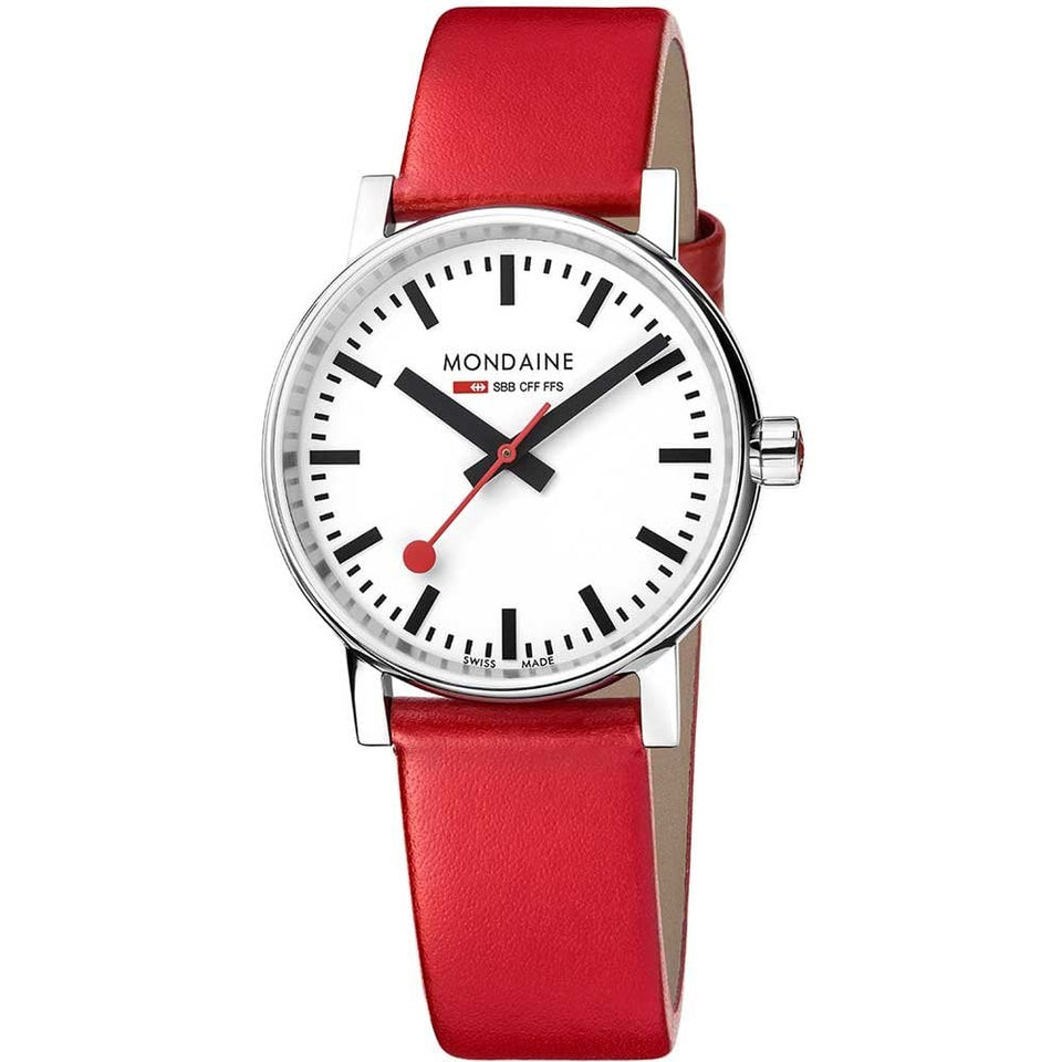 Mondaine Ladies Evo2 35mm Red Strap Watch