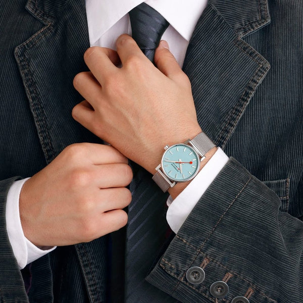 Mondaine Ladies evo2 35mm Turquoise Lake Mesh Bracelet Watch