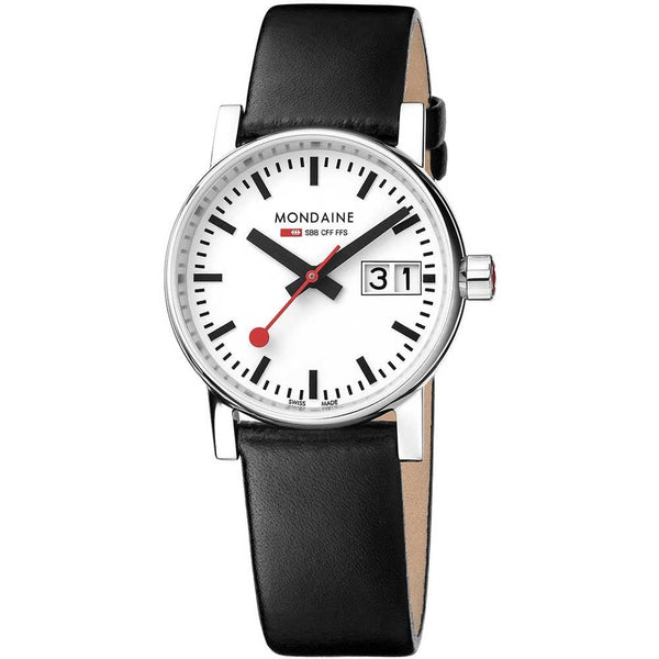 Mondaine Ladies Evo2 Big Date 30mm Vegan Black Strap Watch