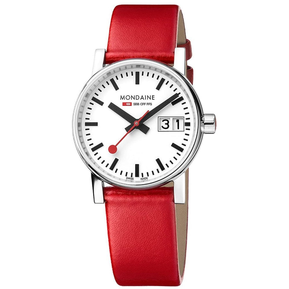 Mondaine Ladies' Evo2 Red Vegan Grape Leather 30mm Watch