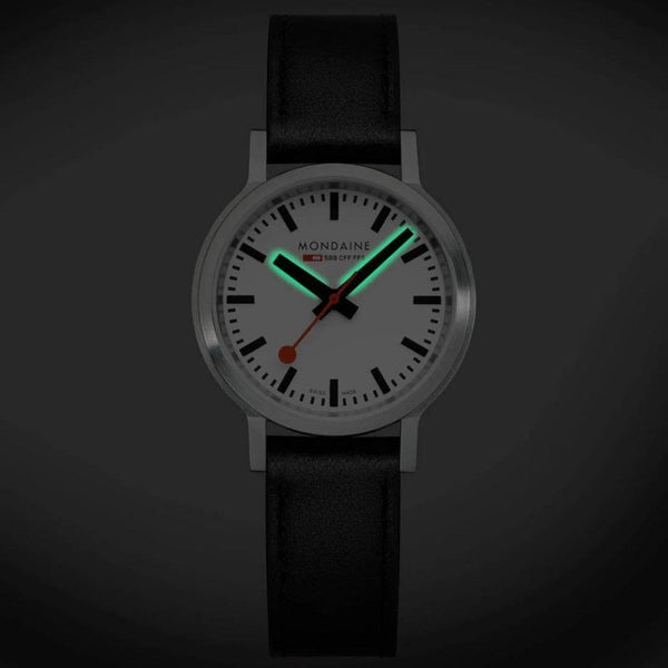 Mondaine Ladies Stop2Go 34mm Vegan Leather Strap Watch