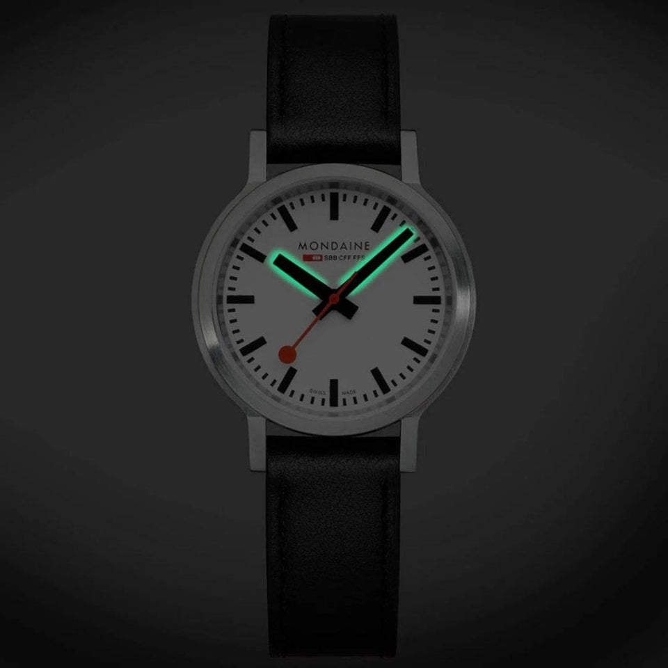 Mondaine Ladies Stop2Go 34mm Vegan Leather Strap Watch